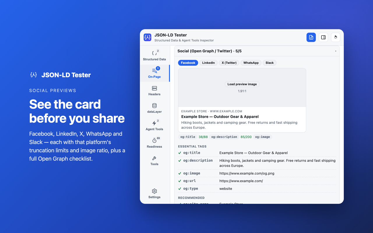Social previews: See the card before you share