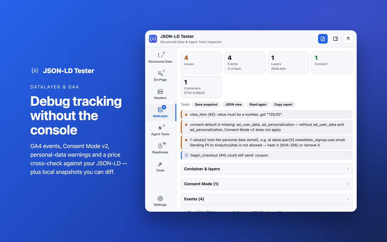 dataLayer & GA4: Debug tracking without the console